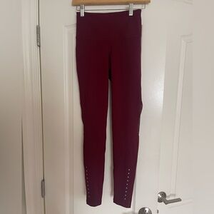 Burgundy Leggings with Mesh Panels